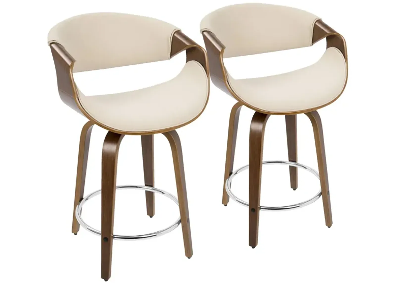 Curvo 24'' Counter-Height Stool - Set of 2 in Cream by Lumisource