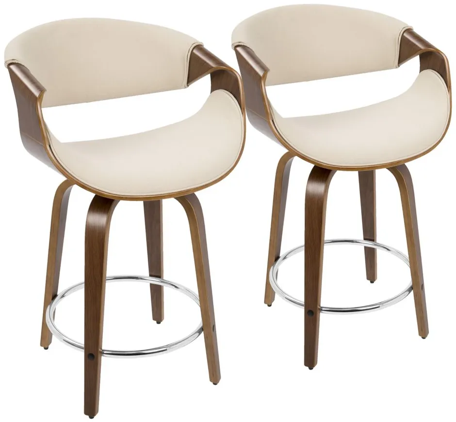 Curvo 24'' Counter-Height Stool - Set of 2 in Cream by Lumisource