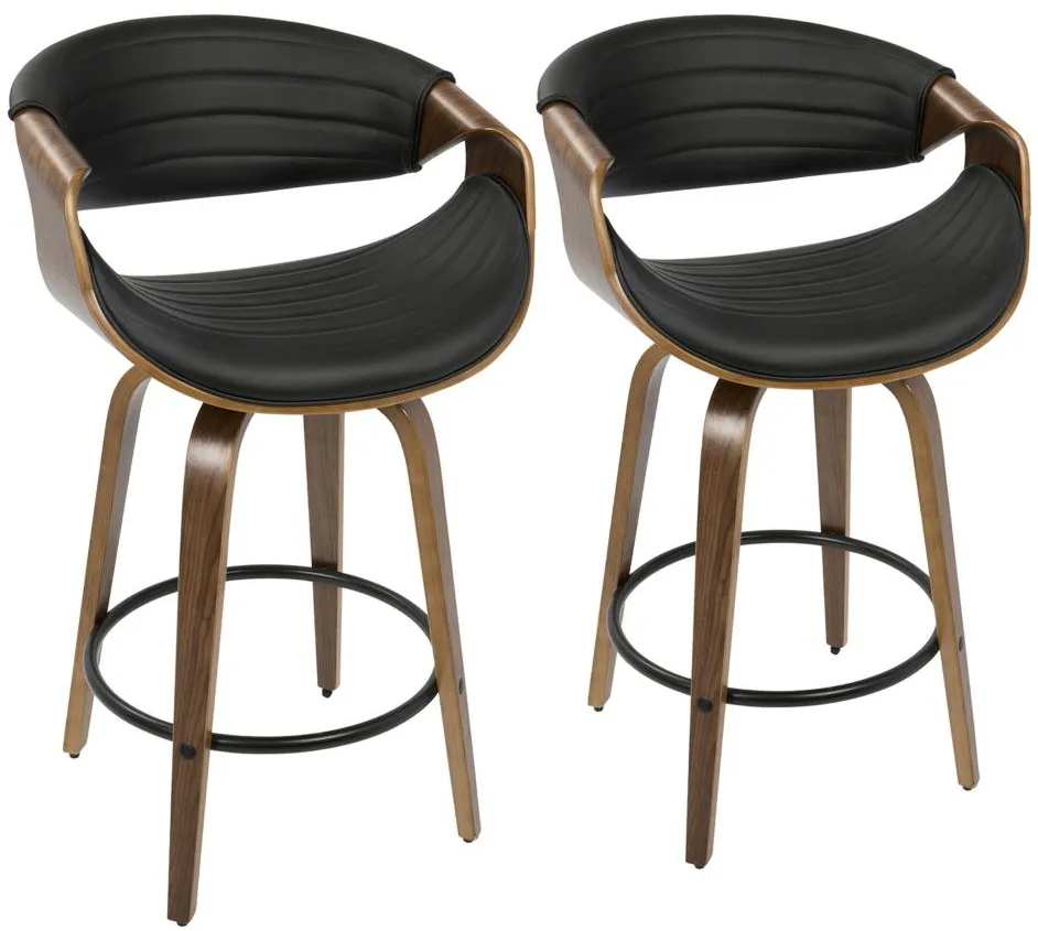 Symphony Counter-Height Stool - Set of 2 in Black by Lumisource