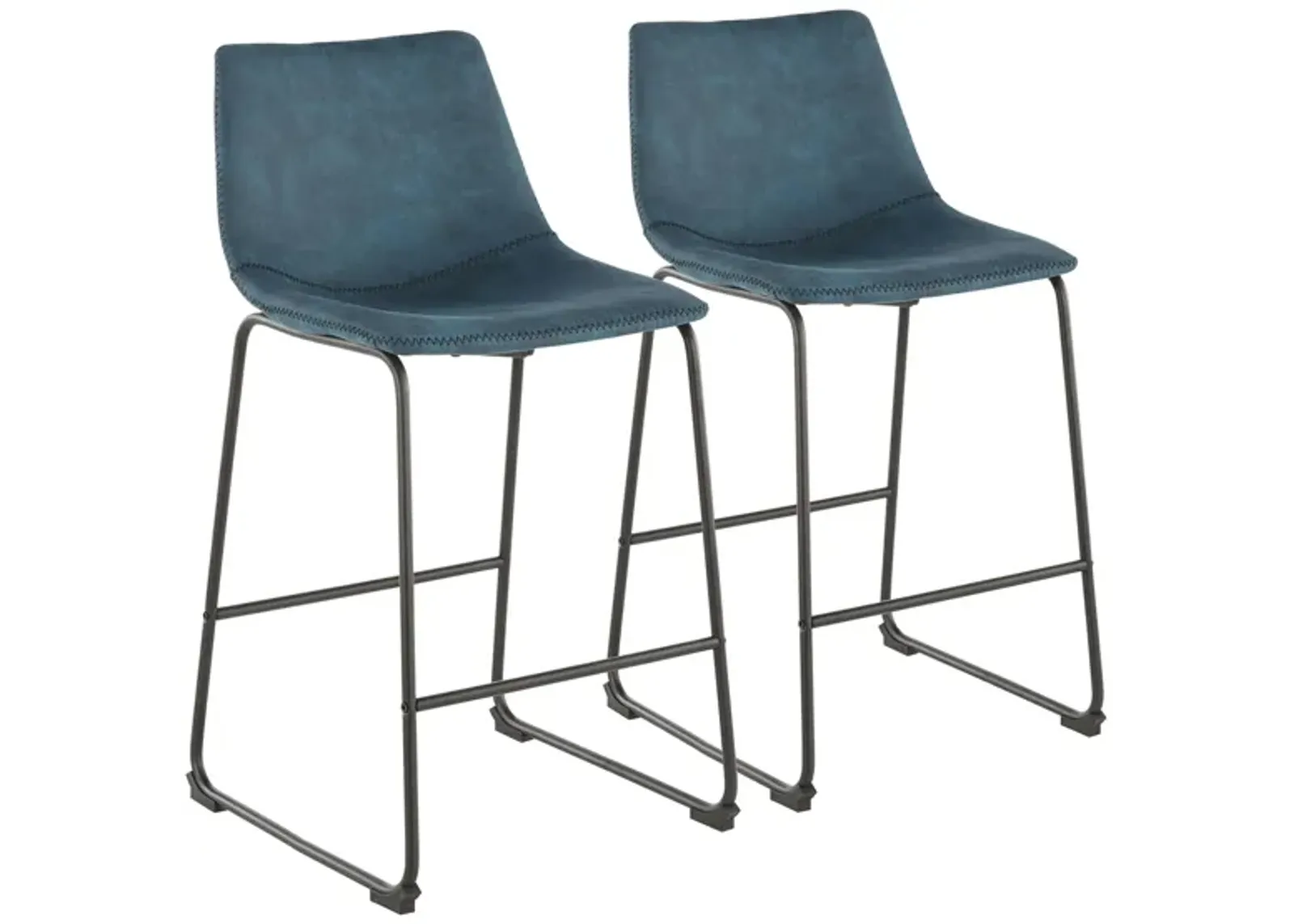 Duke Counter-Height Stool - Set of 2 in Blue by Lumisource