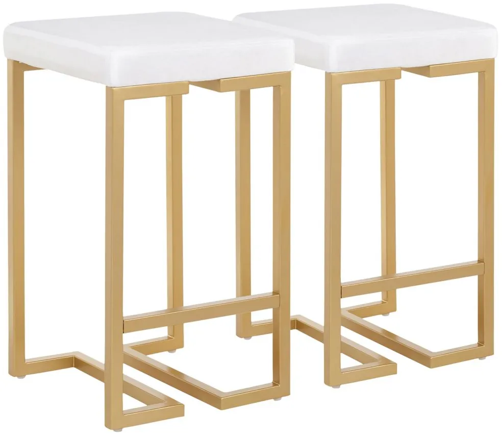 Midas Counter-Height Stool - Set of 2 in White by Lumisource