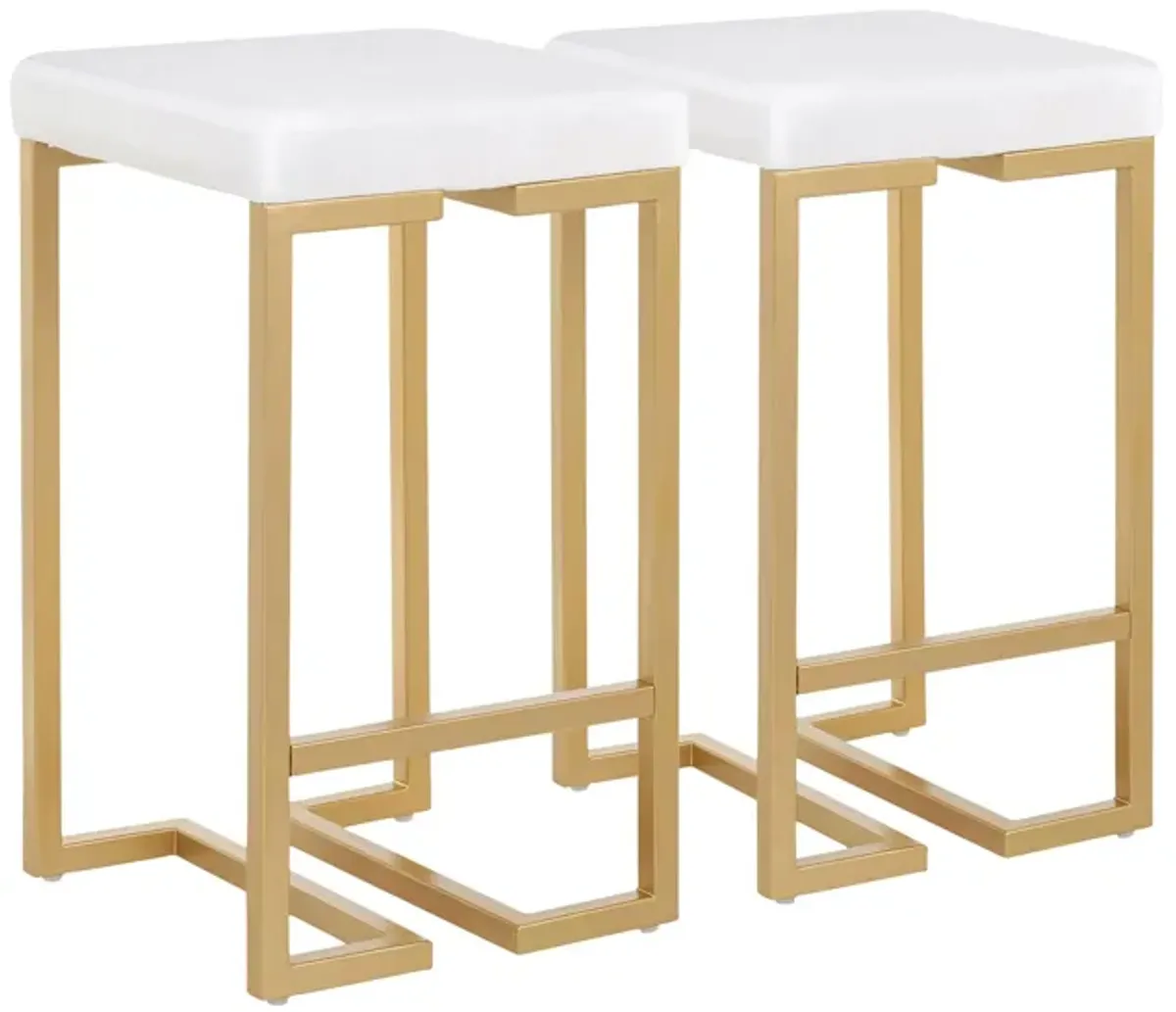 Midas Counter-Height Stool - Set of 2 in White by Lumisource