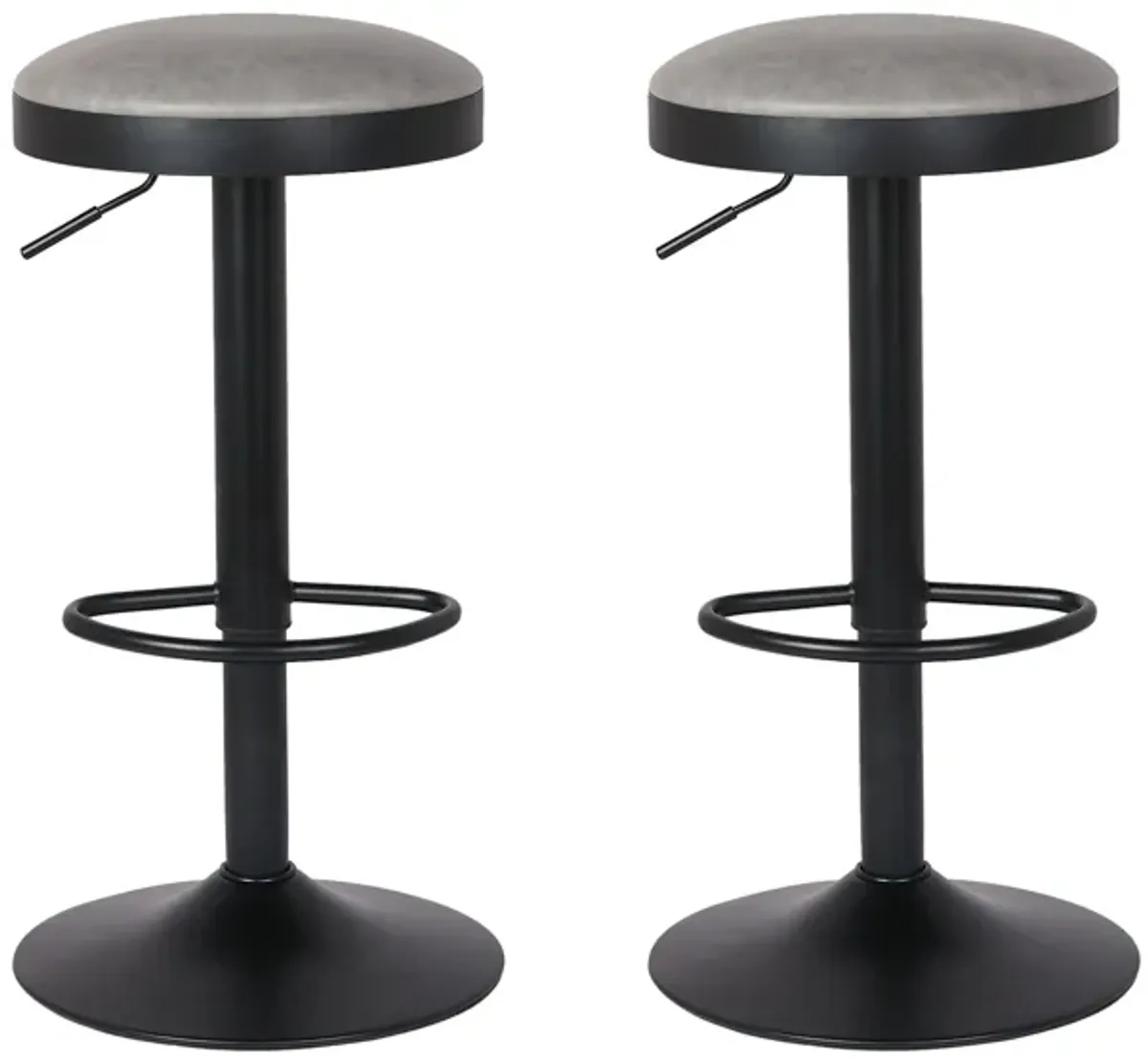 Juno Gaslift Backless Bar Stool: Set of 2 in Vintage Mist Gray by New Pacific Direct