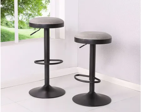 Juno Gaslift Backless Bar Stool: Set of 2 in Vintage Mist Gray by New Pacific Direct