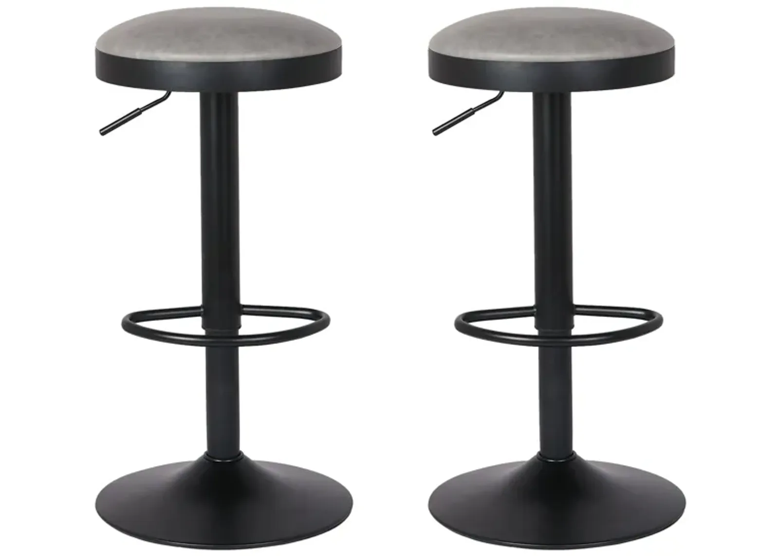 Juno Gaslift Backless Bar Stool: Set of 2 in Vintage Mist Gray by New Pacific Direct