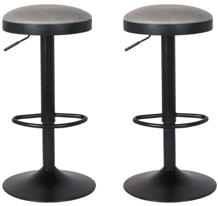 Juno Gaslift Backless Bar Stool: Set of 2 in Vintage Mist Gray by New Pacific Direct