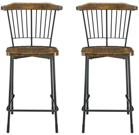 Greco Counter Stool: Set of 2 in Walnut by New Pacific Direct