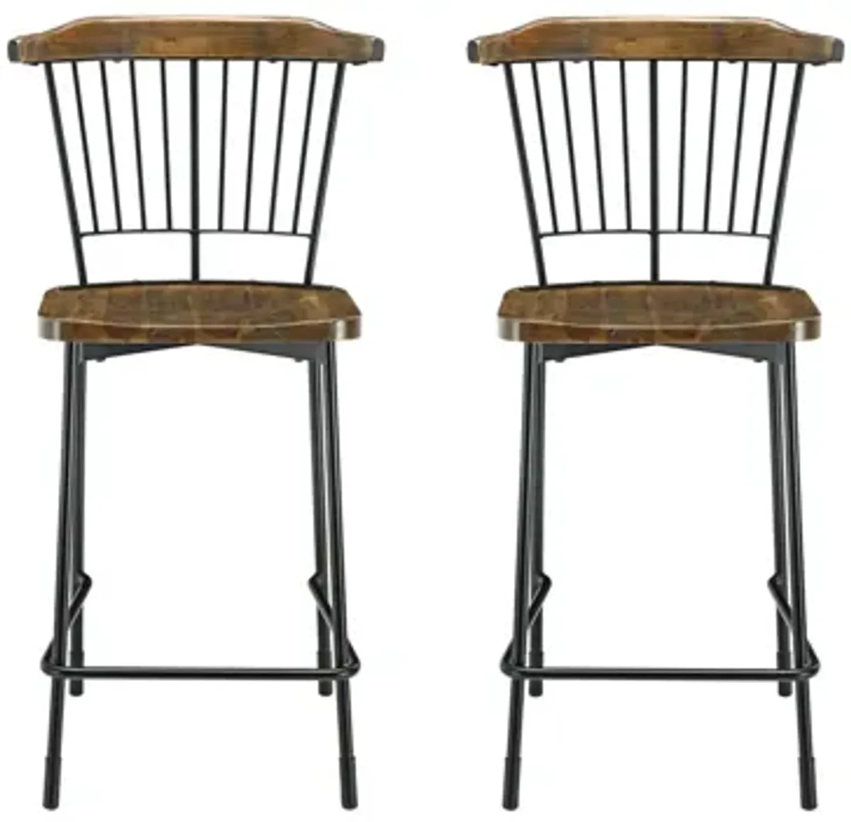 Greco Counter Stool: Set of 2 in Walnut by New Pacific Direct