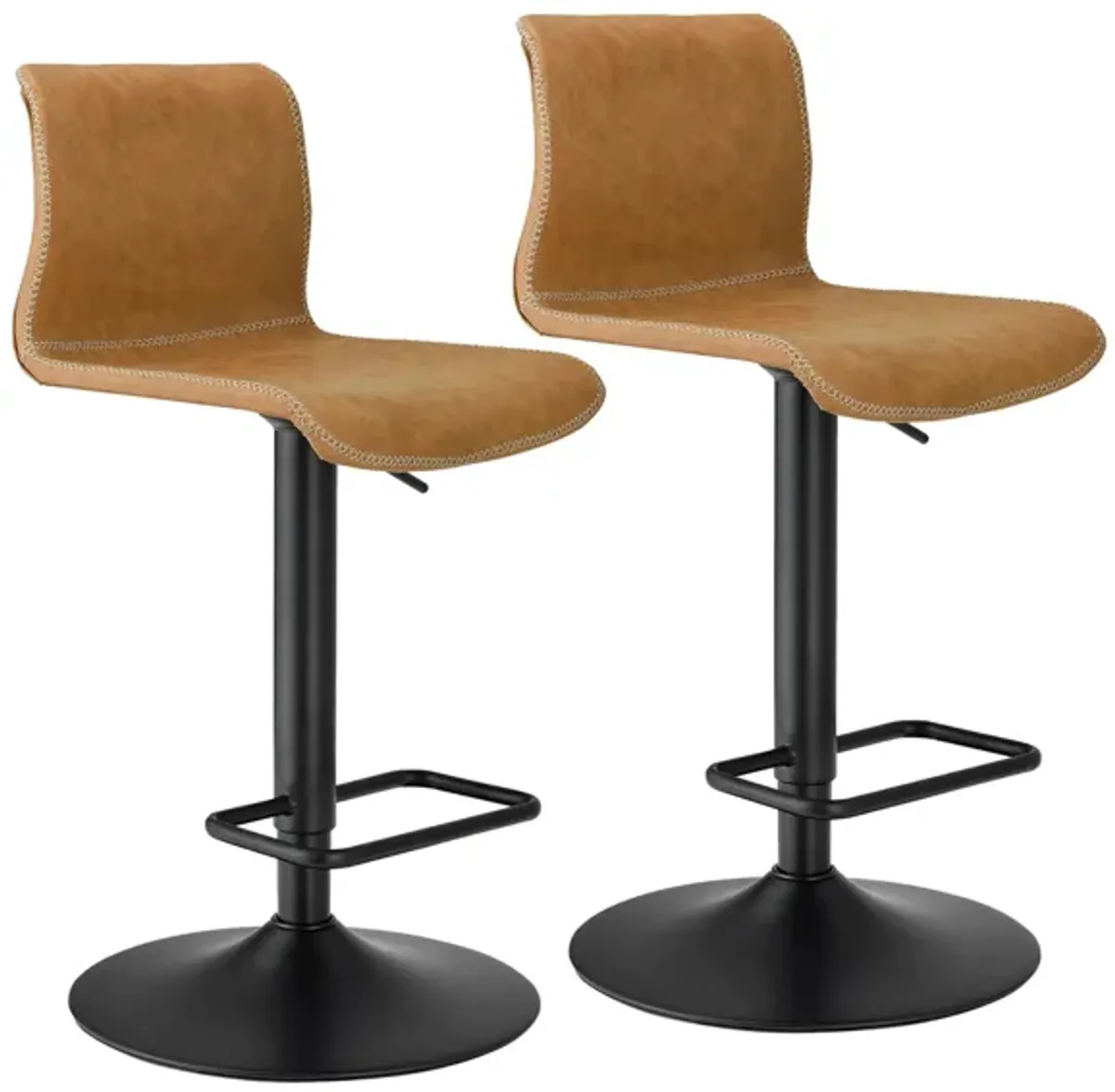 Jayden Gaslift Bar Stool: Set of 2 in Vintage Cedar by New Pacific Direct