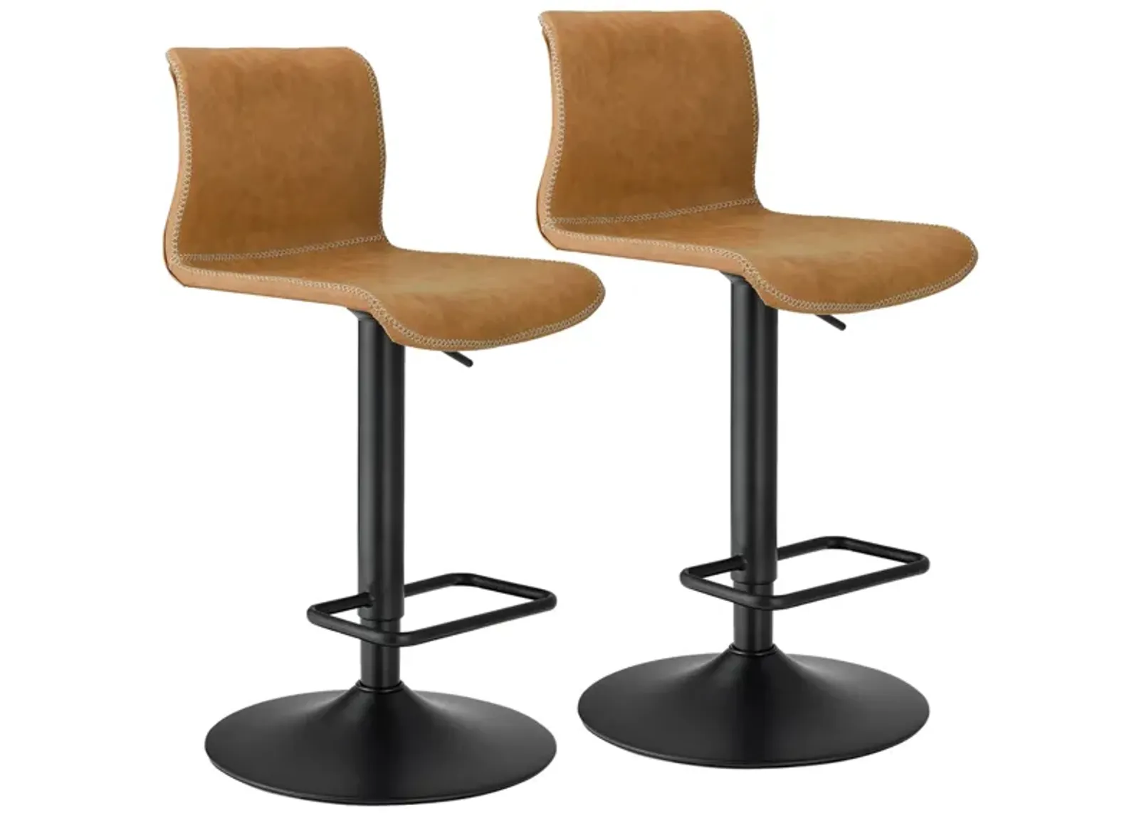 Jayden Gaslift Bar Stool: Set of 2 in Vintage Cedar by New Pacific Direct