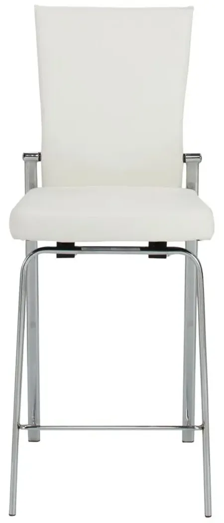 Paloma Motion Back Bar Stool in White and Chrome by Chintaly Imports