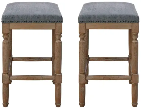 Ernie Counter Stool: Set of 2 in Nubuck Charcoal by New Pacific Direct