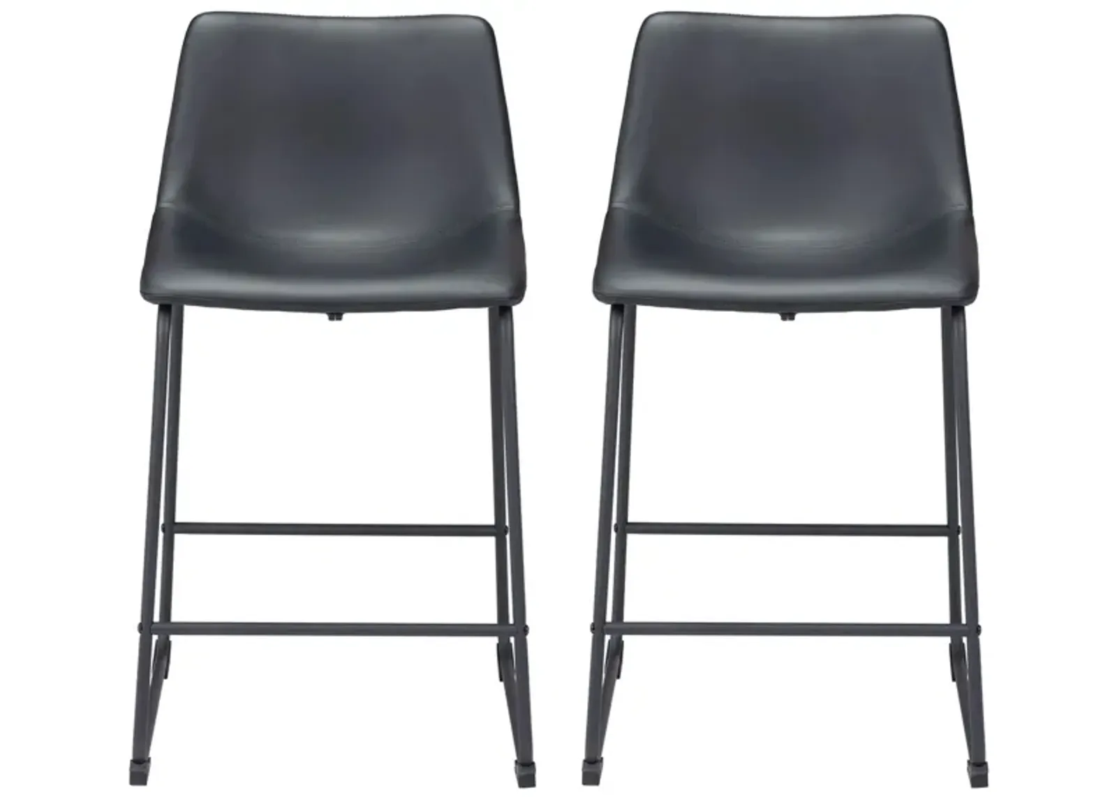 Smart Counter Stool (Set of 2) in Black by Zuo Modern