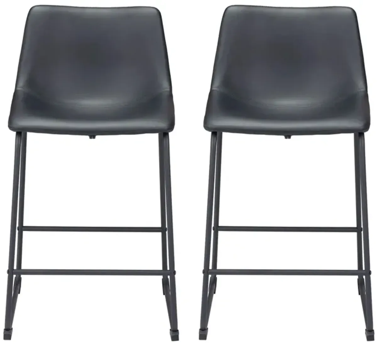 Smart Counter Stool (Set of 2) in Black by Zuo Modern