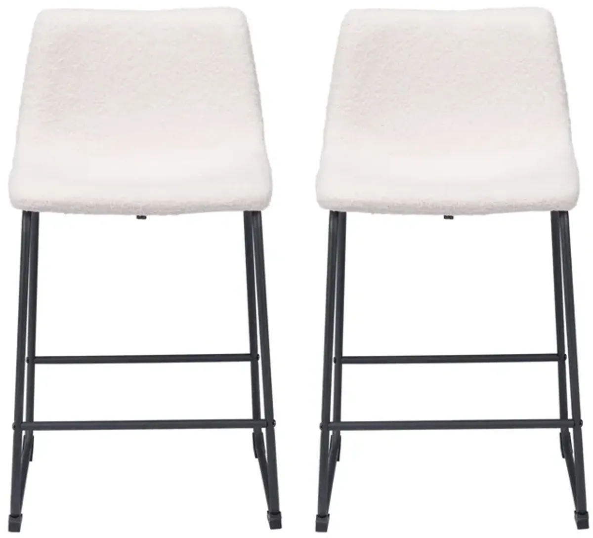 Smart Counter Stool (Set of 2) in Ivory, Black by Zuo Modern