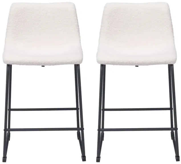 Smart Counter Stool (Set of 2) in Ivory, Black by Zuo Modern