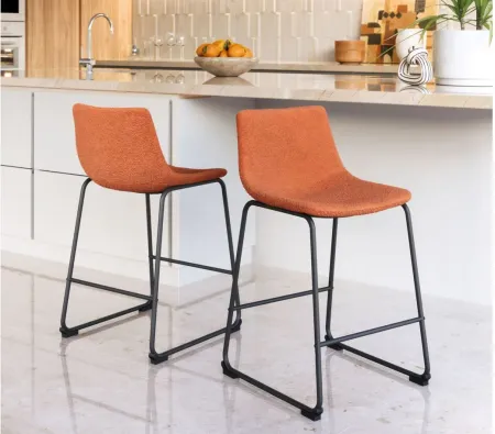 Smart Counter Stool (Set of 2) in Burnt by Zuo Modern