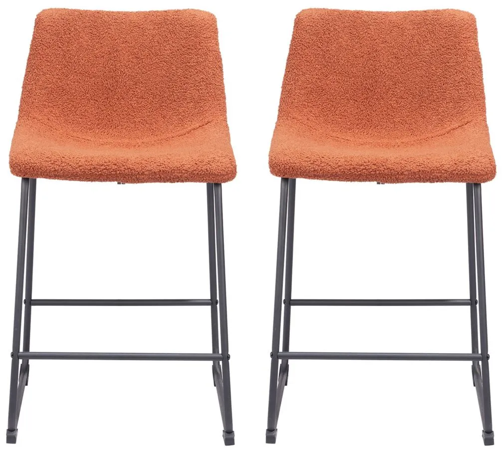 Smart Counter Stool (Set of 2) in Burnt by Zuo Modern