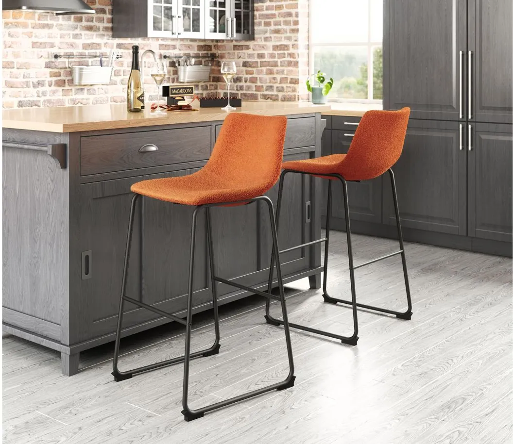 Smart Barstool (Set of 2) in Burnt by Zuo Modern