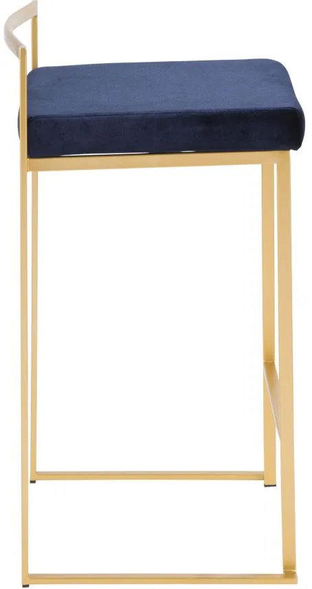 Fuji Stacker Counter-Height Stool - Set of 2 in Blue by Lumisource