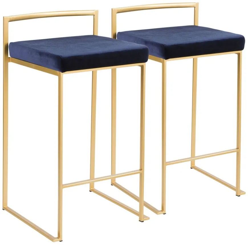 Fuji Stacker Counter-Height Stool - Set of 2 in Blue by Lumisource