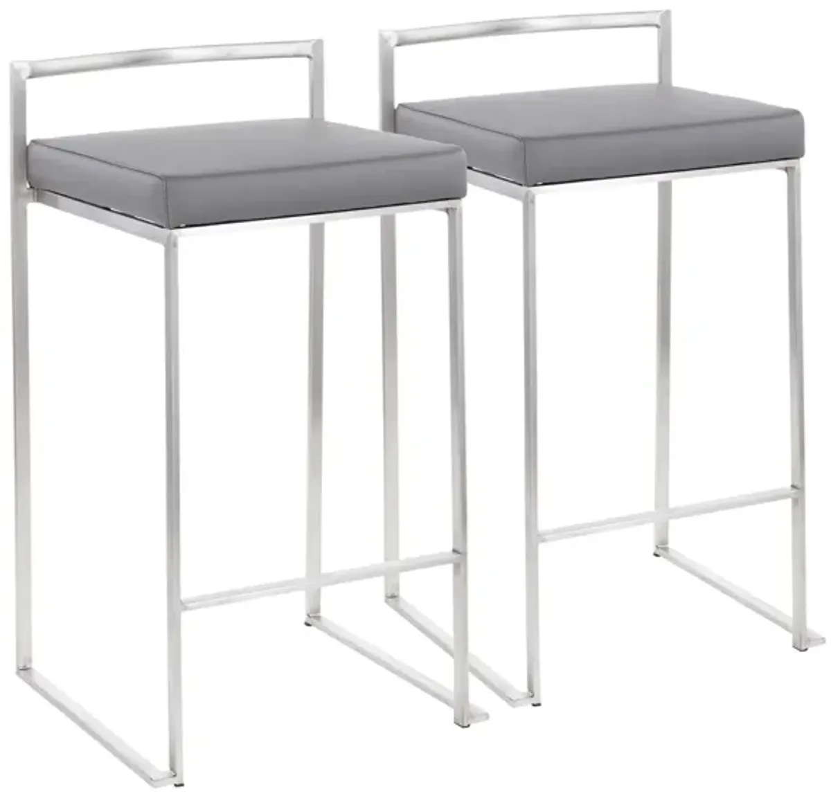 Fuji Stacker Counter-Height Stool - Set of 2 in Grey by Lumisource