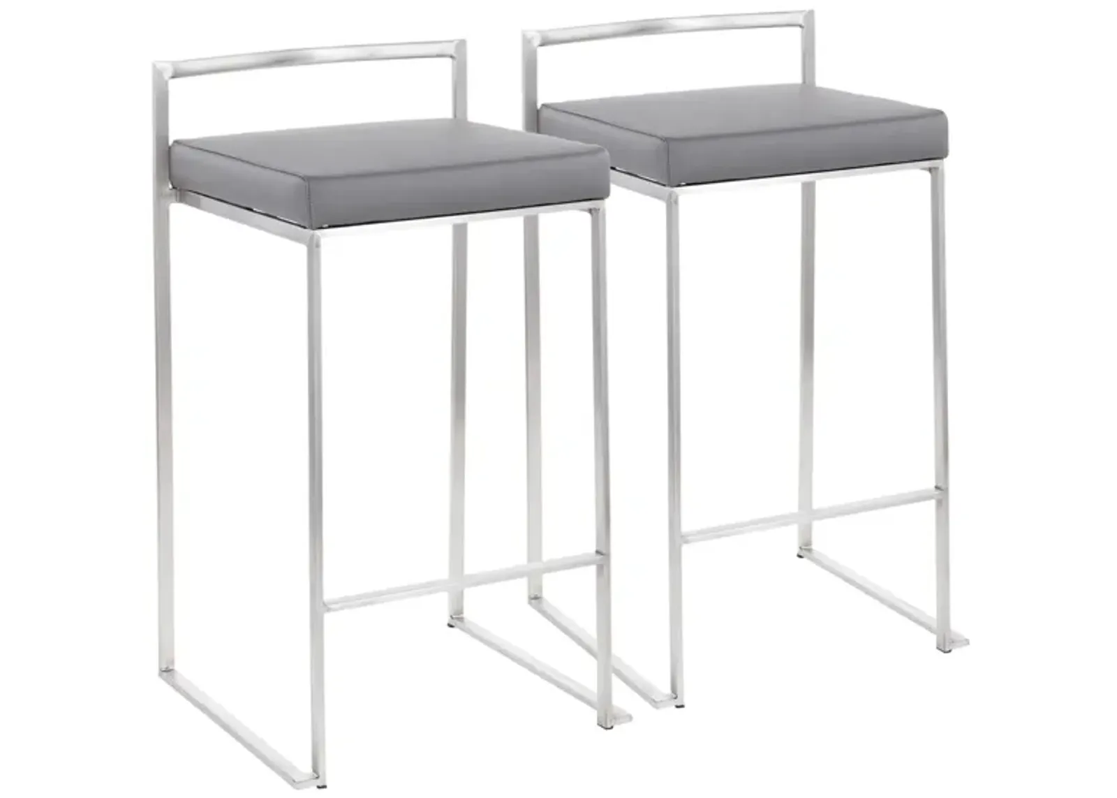 Fuji Stacker Counter-Height Stool - Set of 2 in Grey by Lumisource