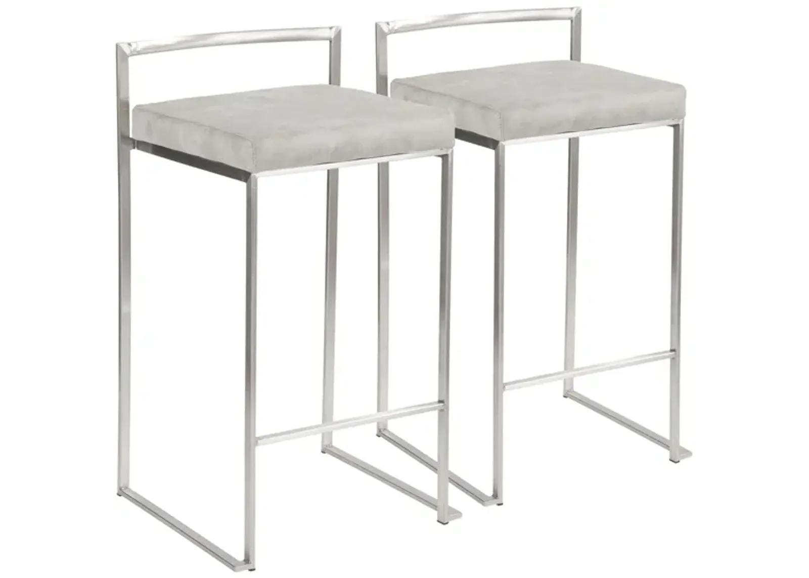 Fuji Stacker Counter-Height Stool - Set of 2 in Grey by Lumisource