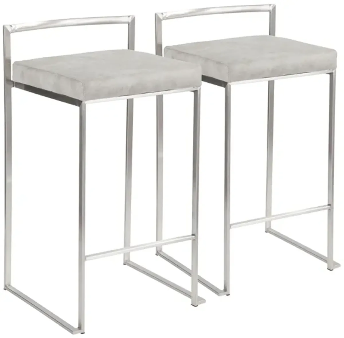 Fuji Stacker Counter-Height Stool - Set of 2 in Grey by Lumisource