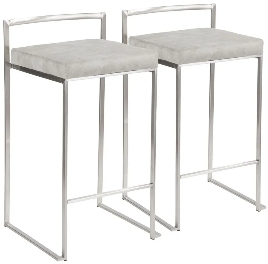 Fuji Stacker Counter-Height Stool - Set of 2 in Grey by Lumisource