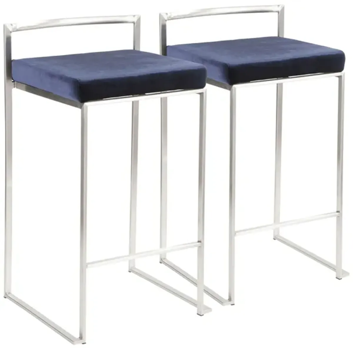 Fuji Stacker Counter-Height Stool - Set of 2 in Blue by Lumisource