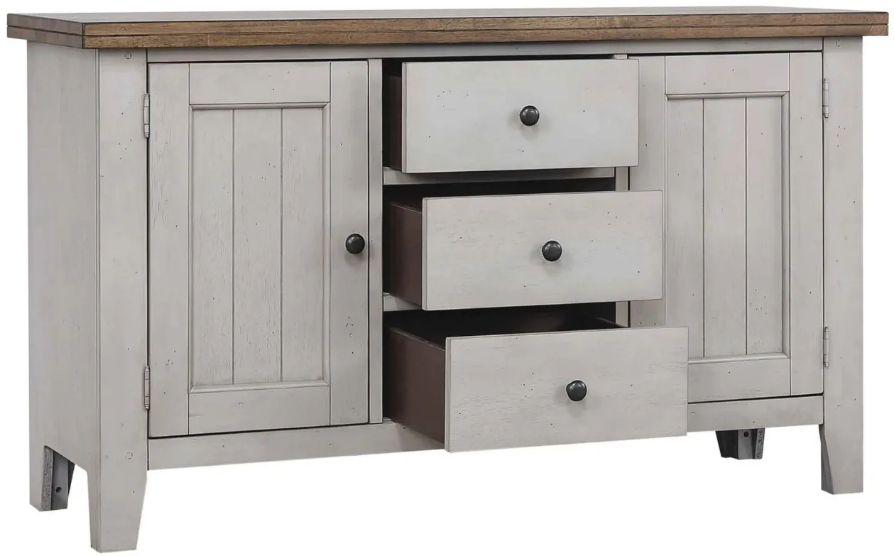 Country Grove Buffet in Distressed Light Gray;Nutmeg by Sunset Trading