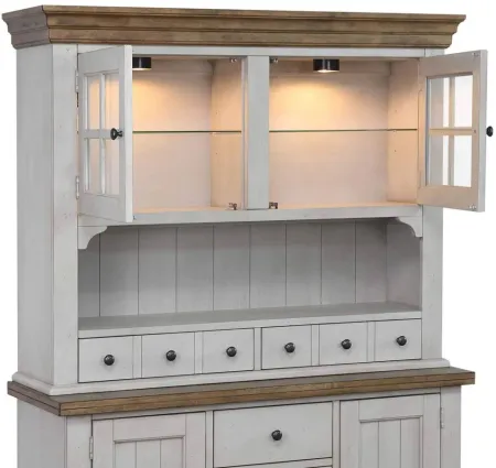 Country Grove Hutch in Distressed Light Gray;Nutmeg by Sunset Trading