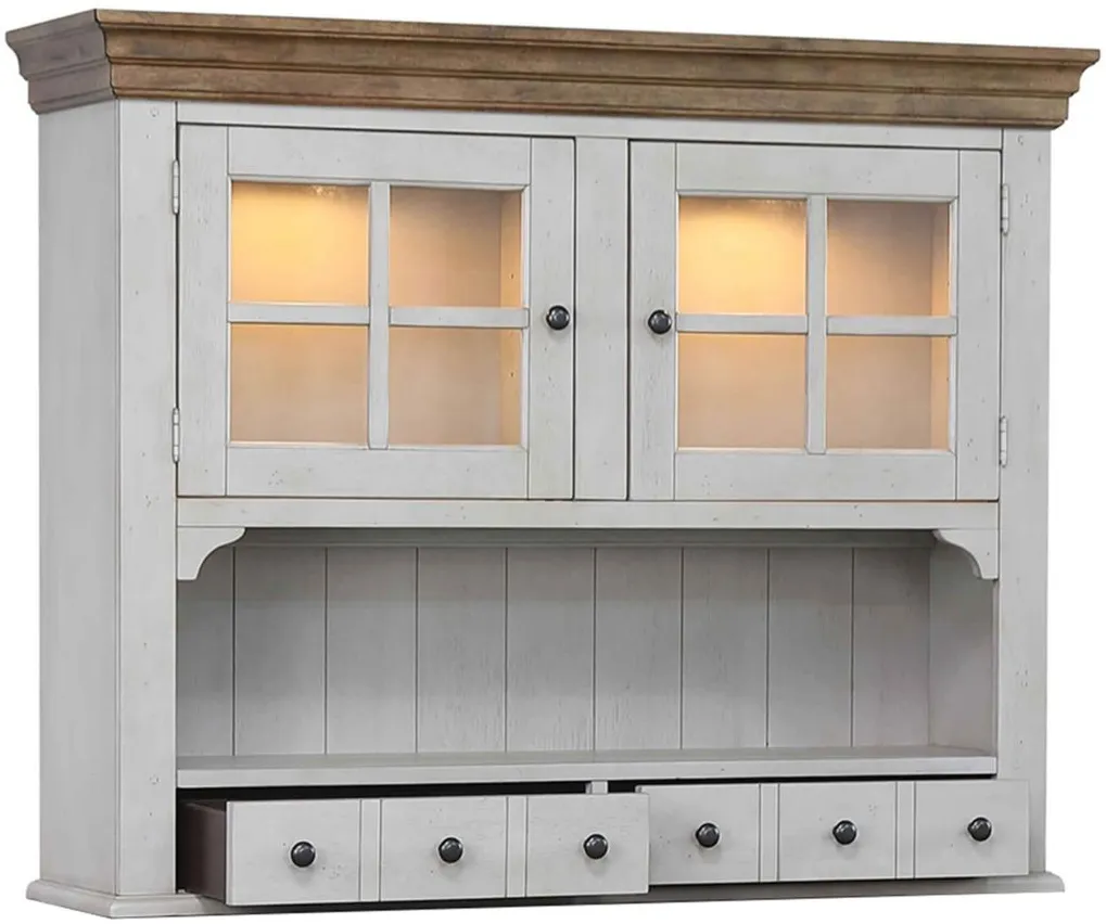 Country Grove Hutch in Distressed Light Gray;Nutmeg by Sunset Trading