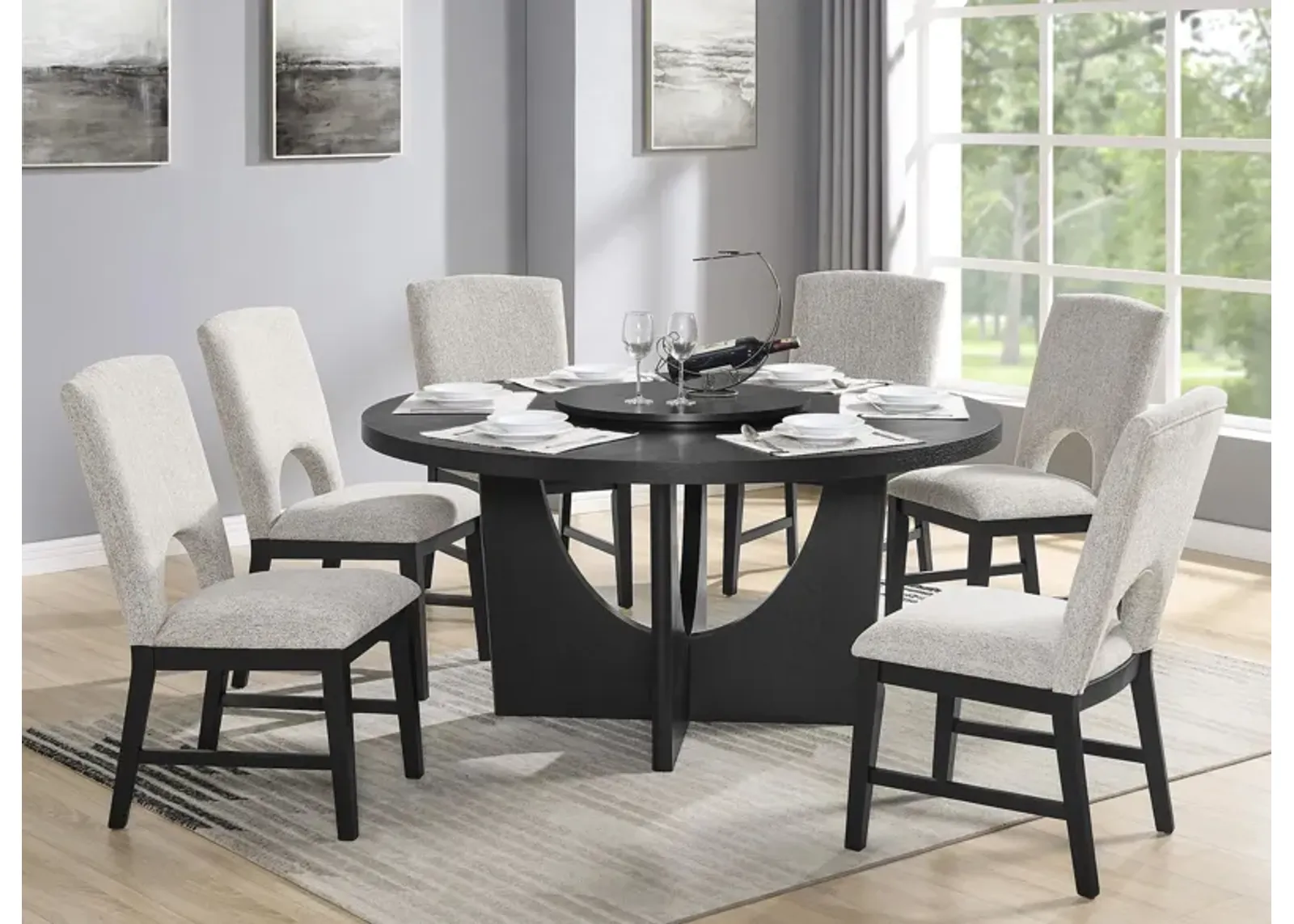 Rupert 7-pc. Dining Set in Black by Crown Mark