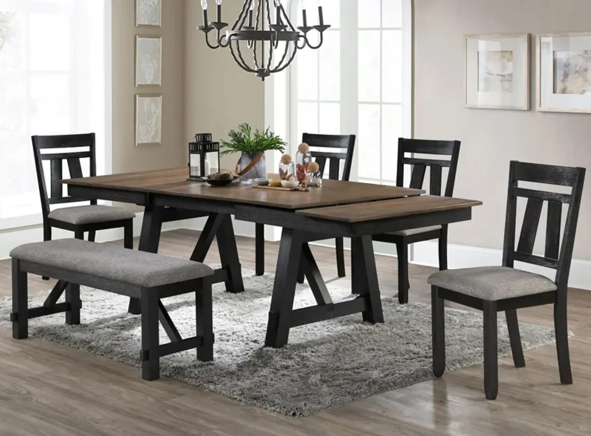 Maribelle 6-pc. Dining Set in Wheat / Charcoal by Crown Mark