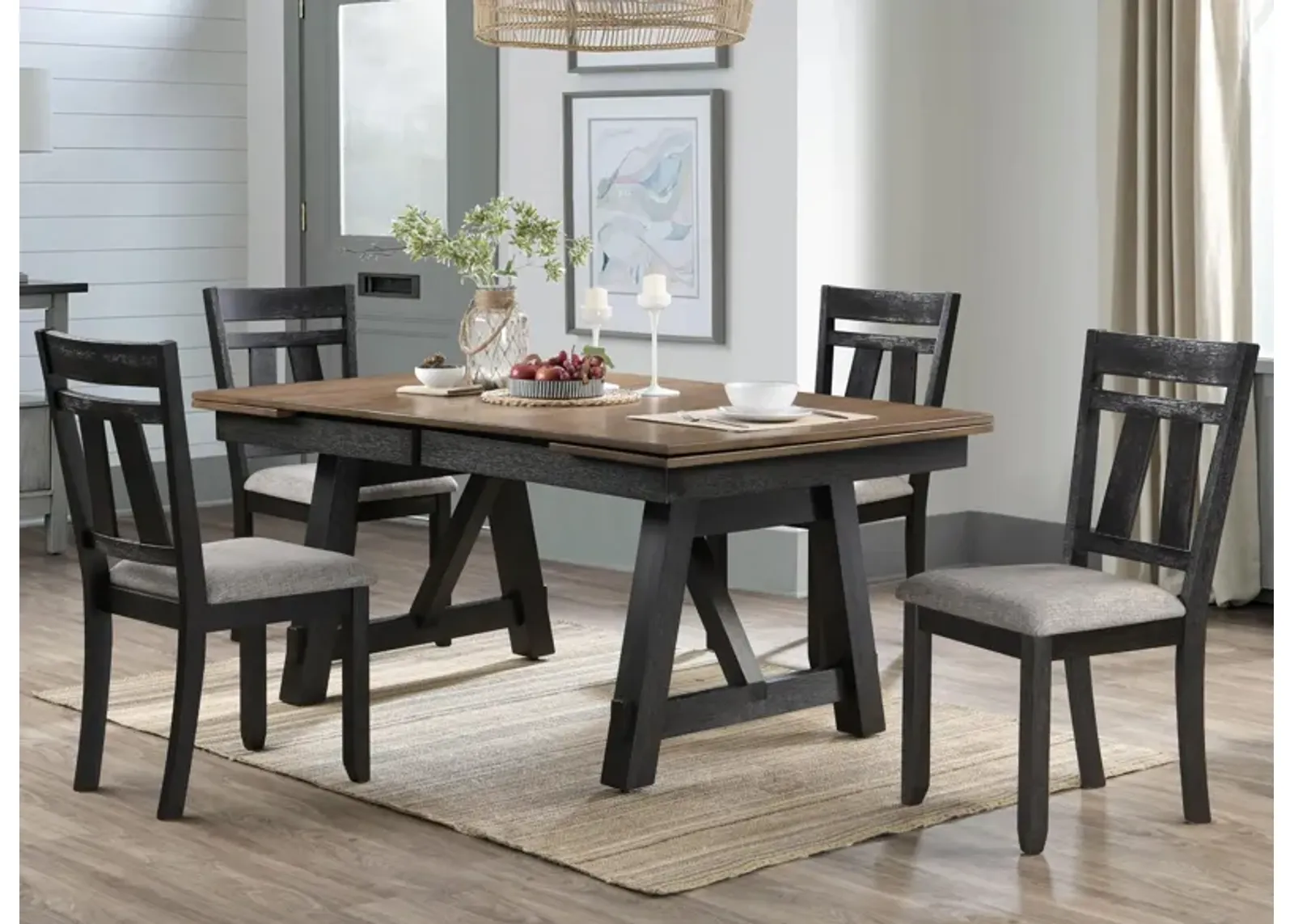 Maribelle 5-pc. Dining Set in Wheat / Charcoal by Crown Mark