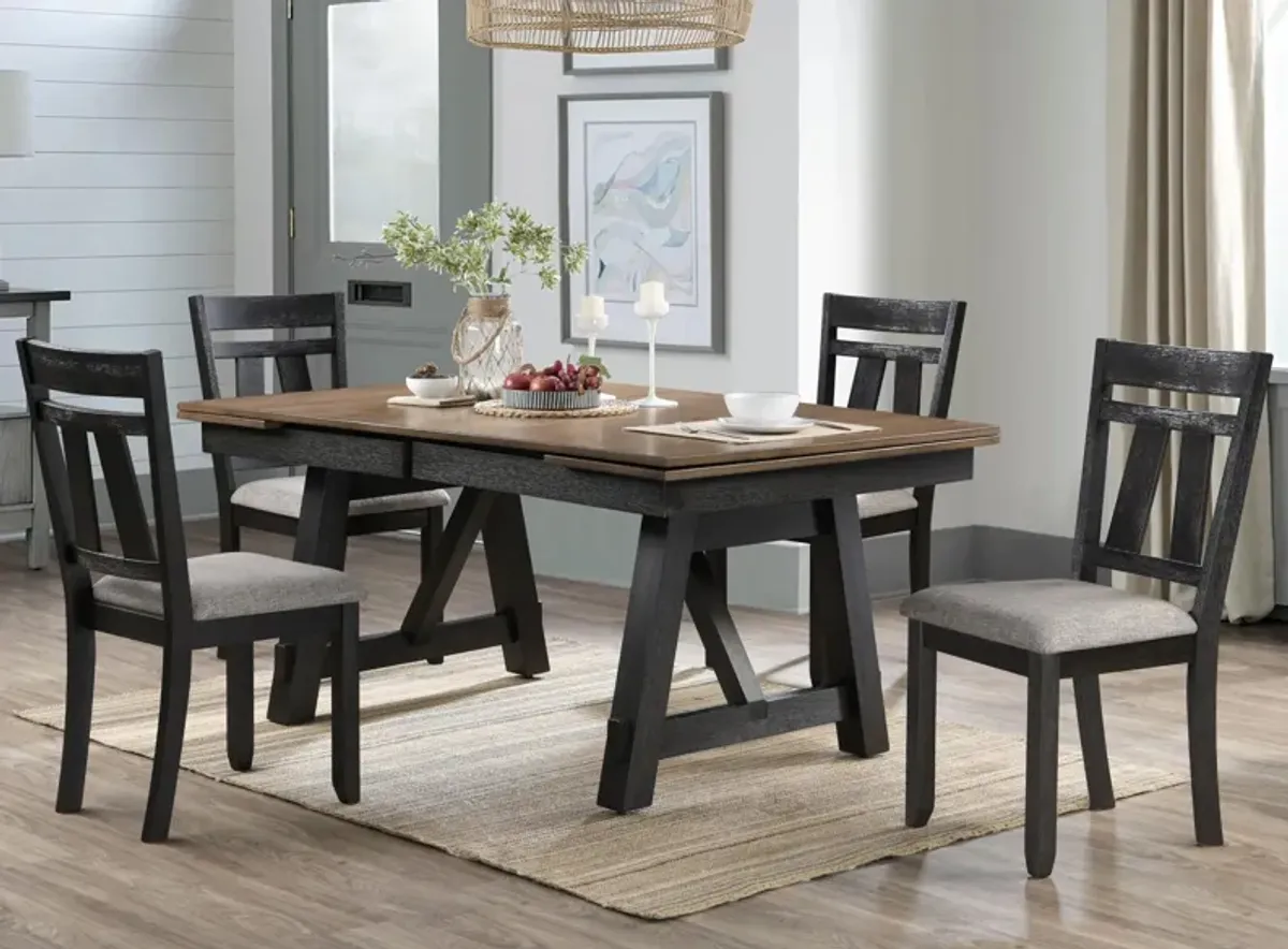 Maribelle 5-pc. Dining Set in Wheat / Charcoal by Crown Mark