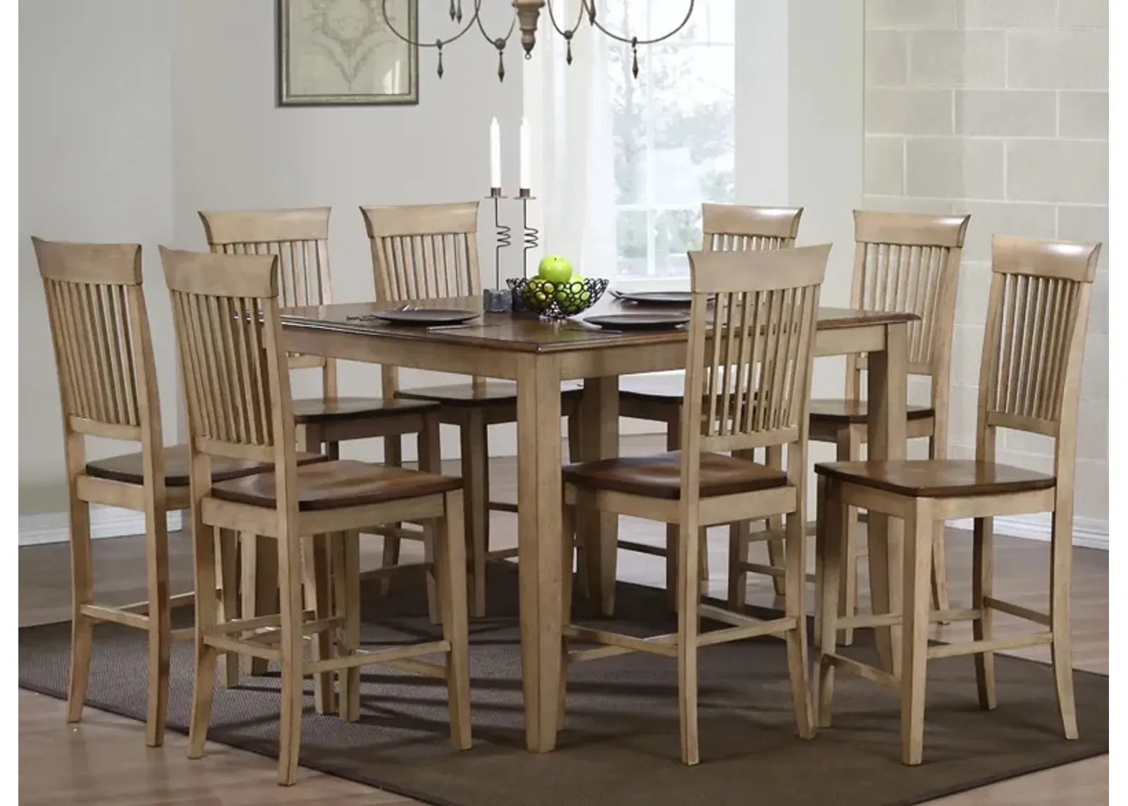 Brook 9-pc. Counter Height Dining Set in Wheat and Pecan by Sunset Trading