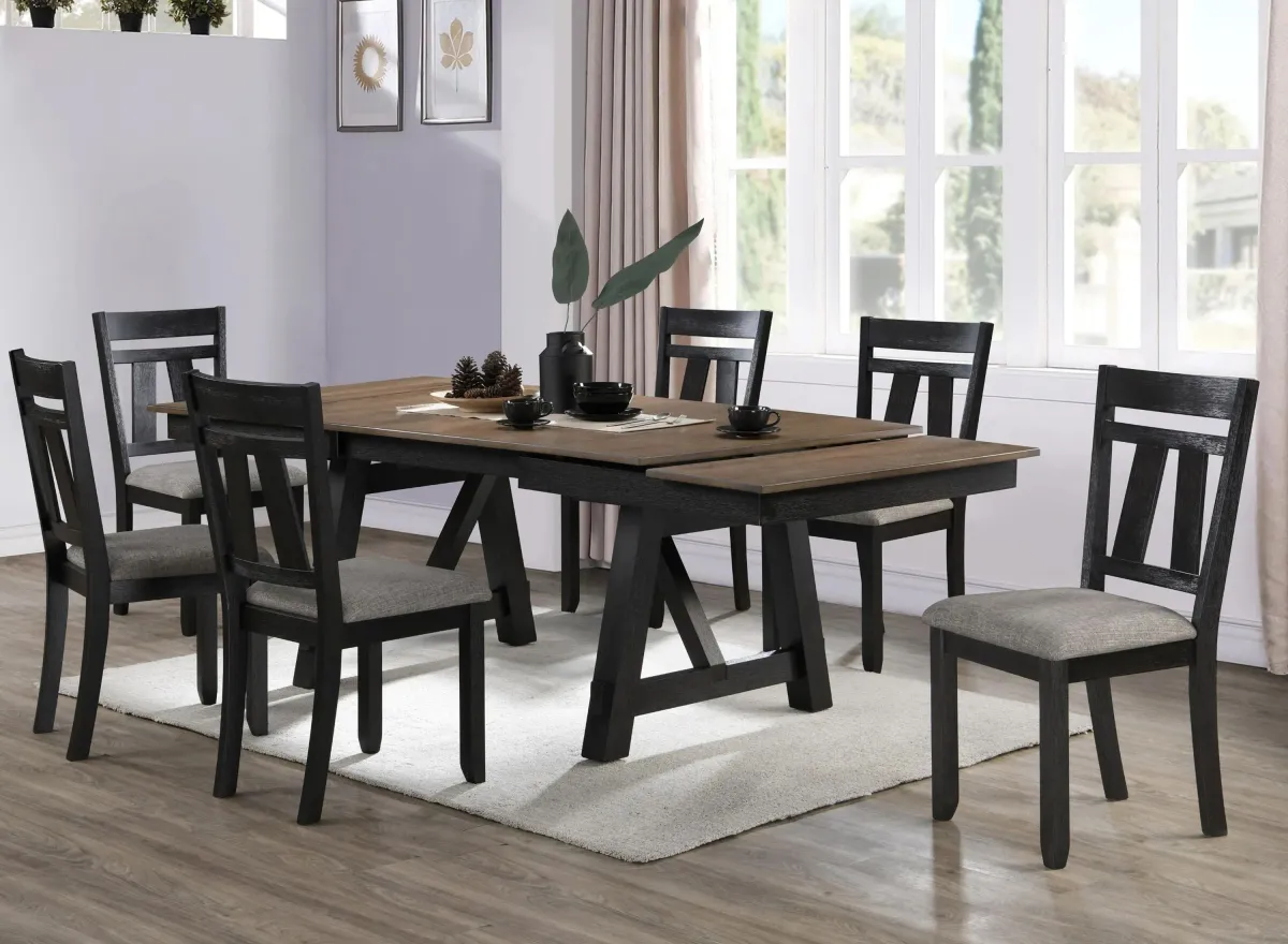 Maribelle 7-pc. Dining Set in Wheat / Charcoal by Crown Mark