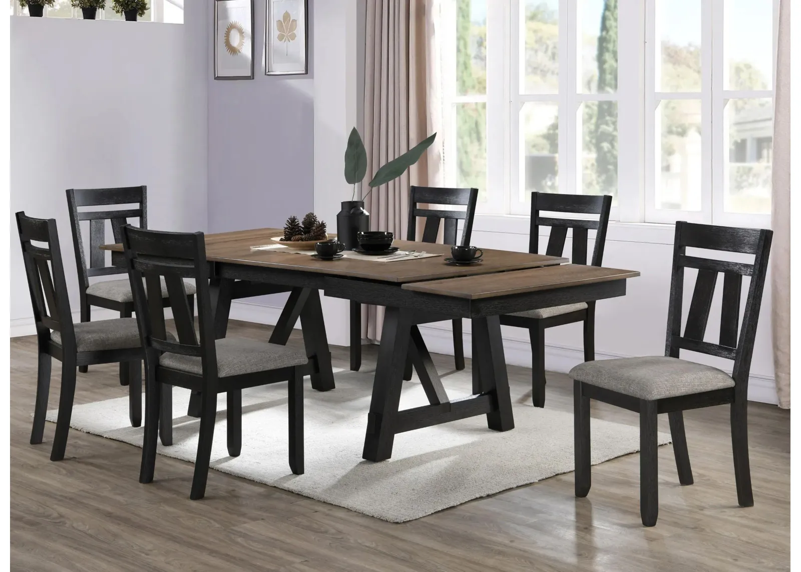 Maribelle 7-pc. Dining Set in Wheat / Charcoal by Crown Mark