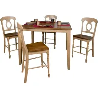 Brook 5-pc. Counter Height Dining Set w/ Napoleon Chairs in Wheat and Pecan by Sunset Trading