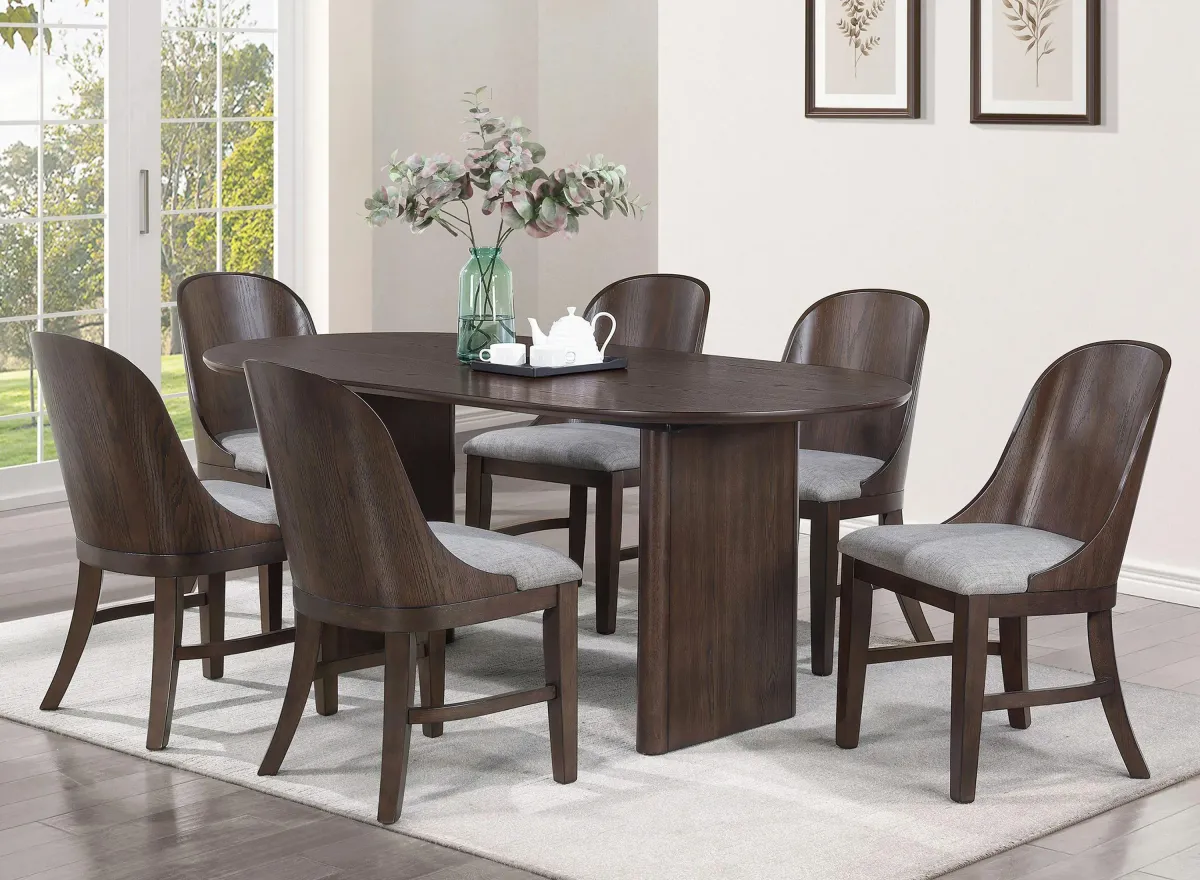 Cullen 7-pc. Dining Set in Brown Oak by Crown Mark