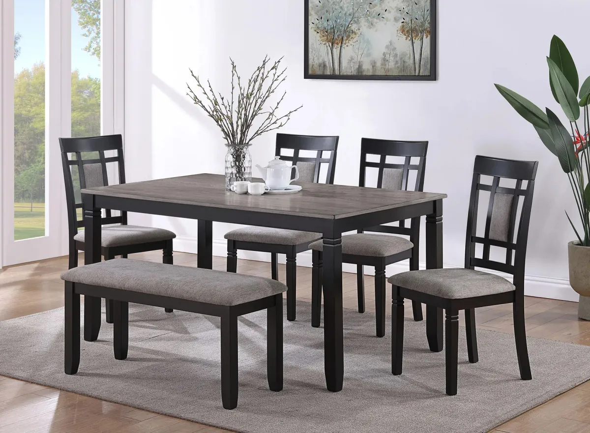 Paige 6-pc. Dining Set in Light Grey / Black by Crown Mark