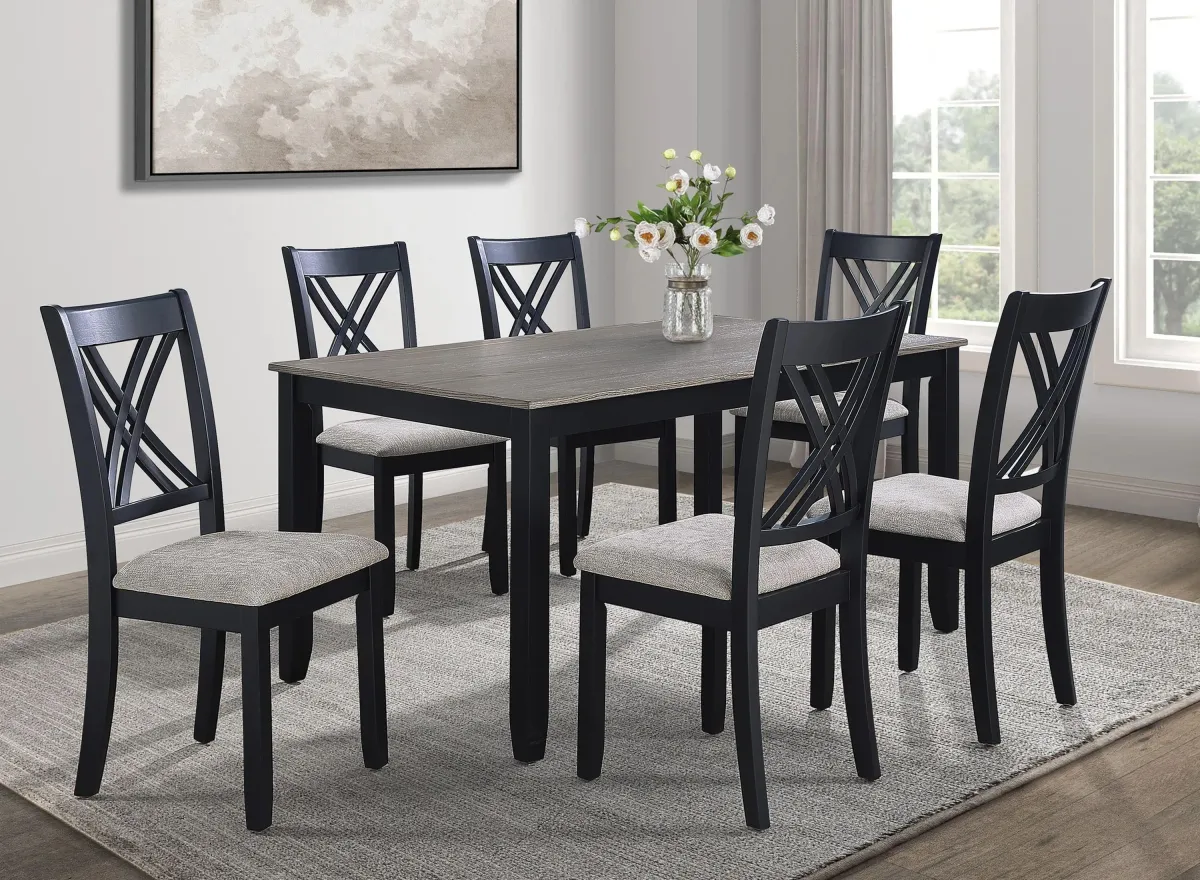 Eloise 7-pc. Dining Set in Light Grey / Black by Crown Mark