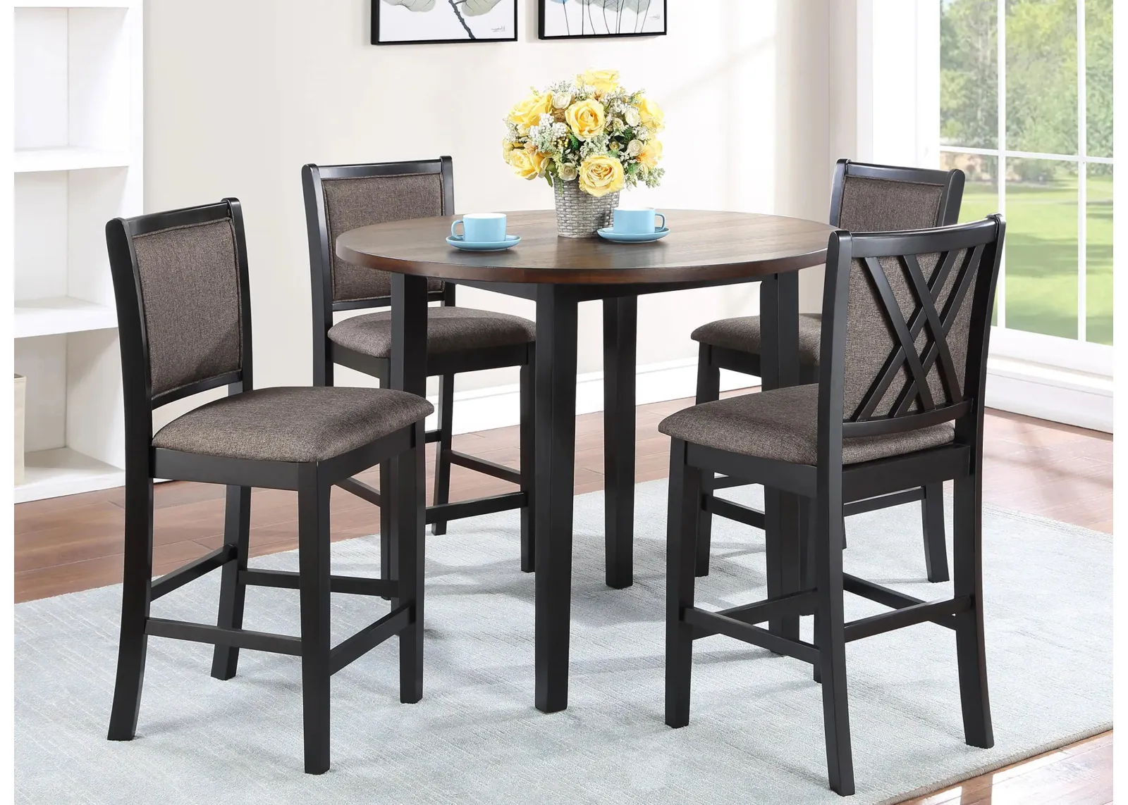 Potomac 5-pc. Counter Dining Set in Brown/Black by New Classic Home Furnishings