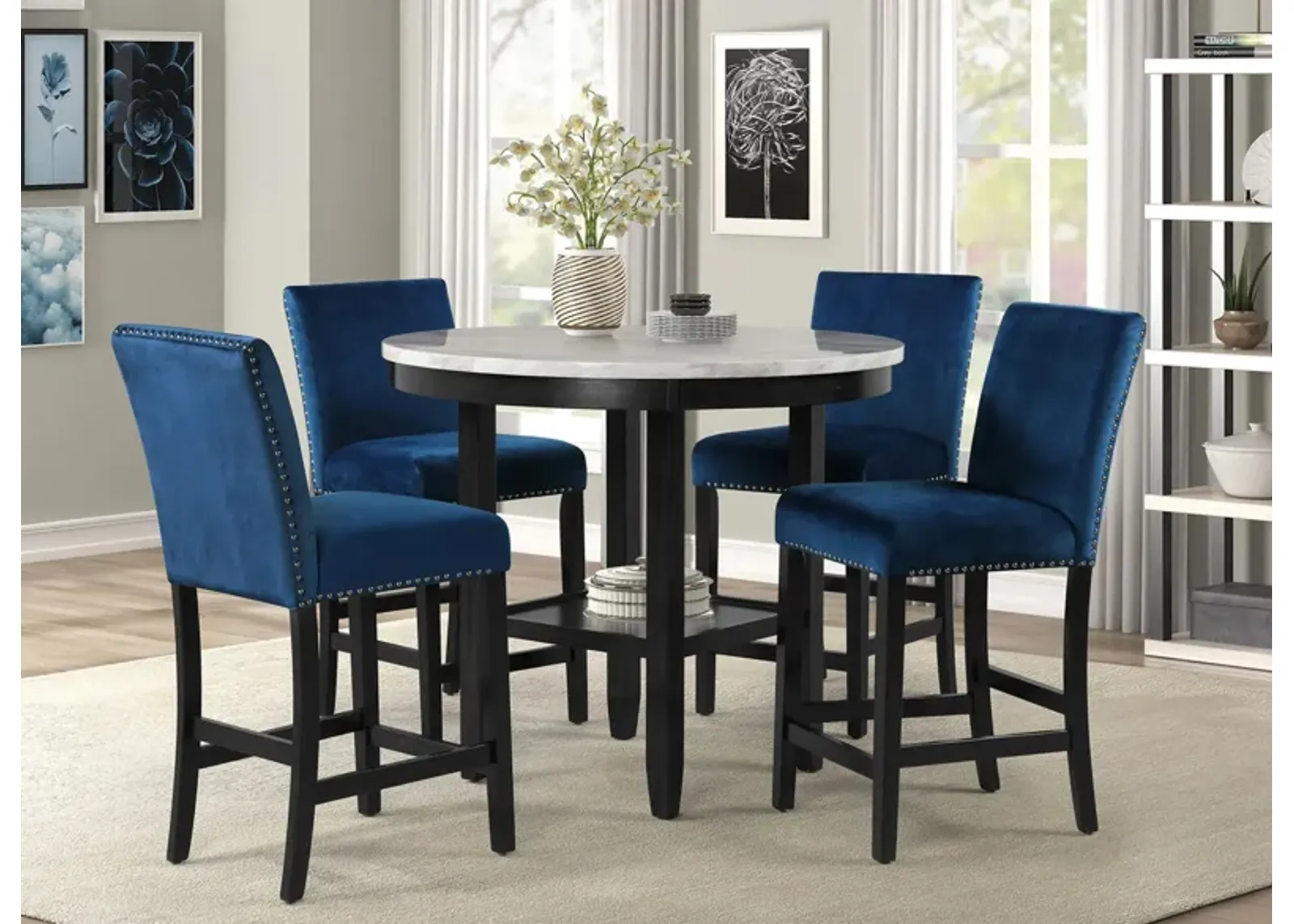 Lennon 5-pc. Counter Height Dining Set in Black by Crown Mark