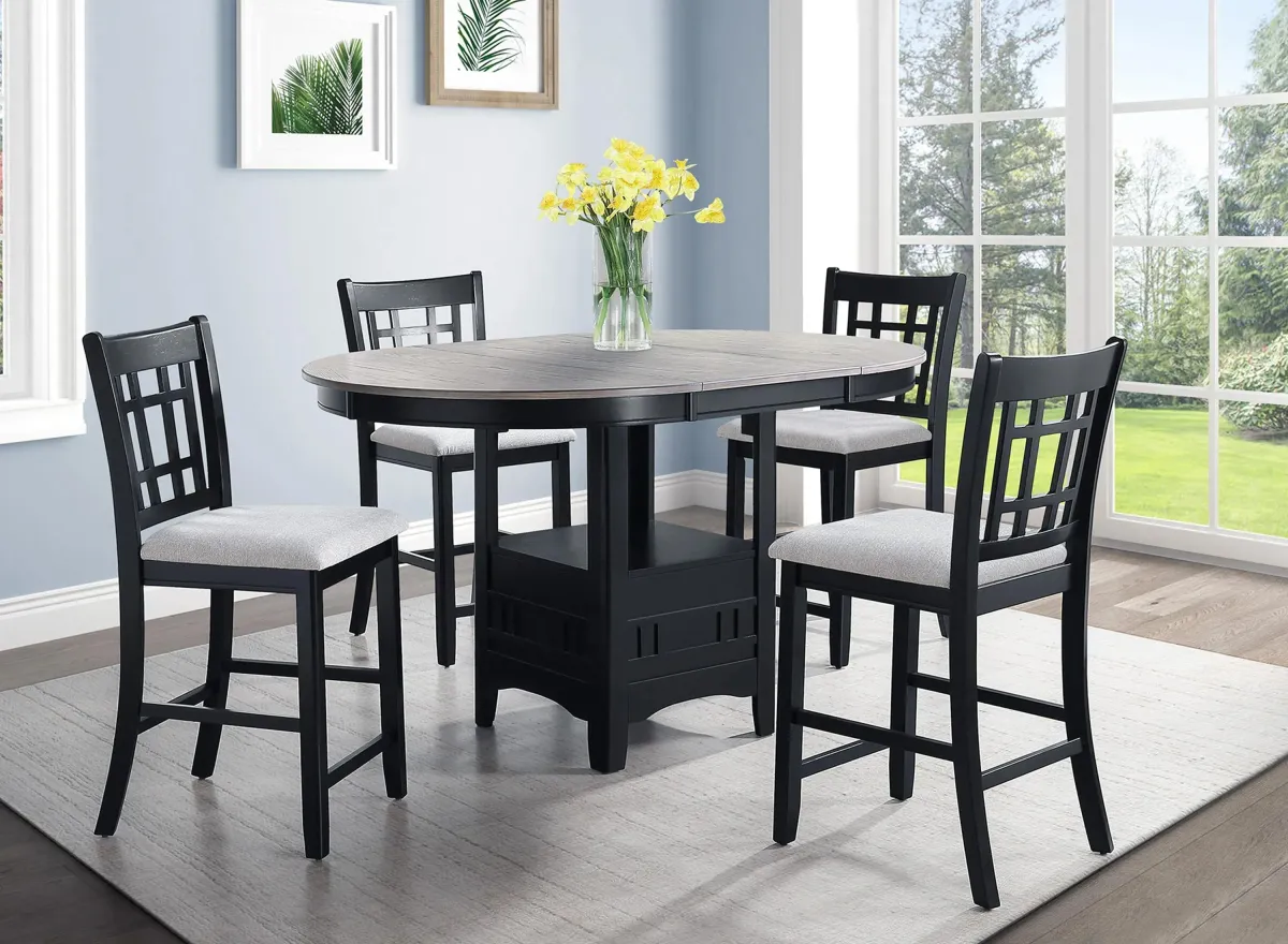 Hartwell 5-pc. Counter Height Dining Set in Light Grey / Black by Crown Mark