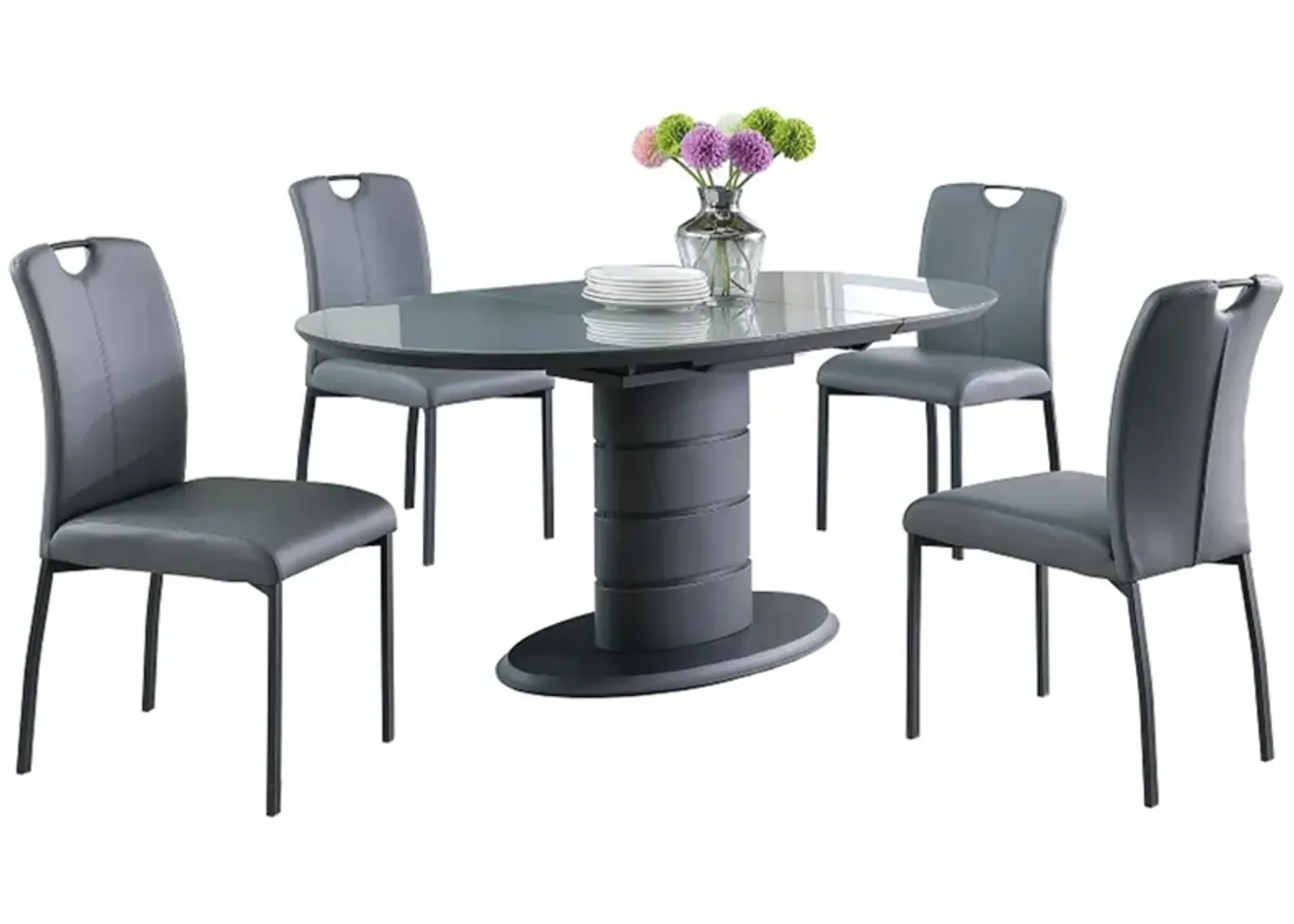 Kendra 5-pc. Dining Set in Gray;Black by Chintaly Imports