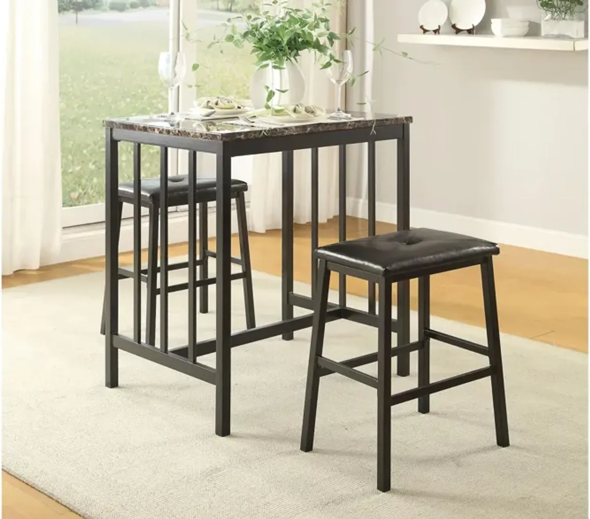 Flannery 3-pc. Counter Height Dining Set in Black by Homelegance